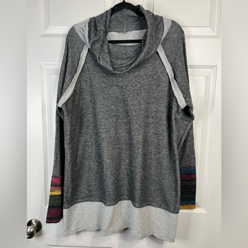 Égs California women's cowl neck color-block striped tunic sweater - Size 2XL